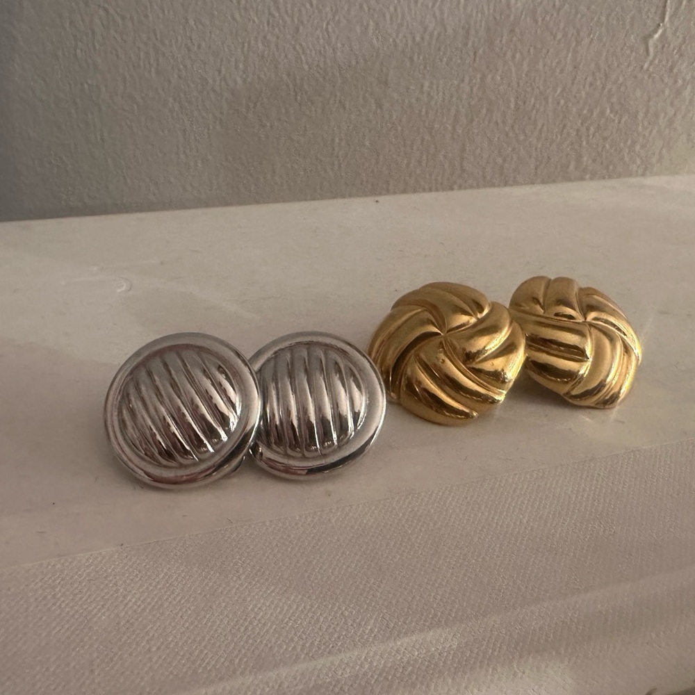 Vintage Monet Gold and Silver Earrings Set